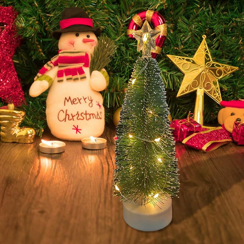 3pcs Led Mini Christmas Tree Desktop Decoration Ornaments Photography Props With Colorful Lights For Home