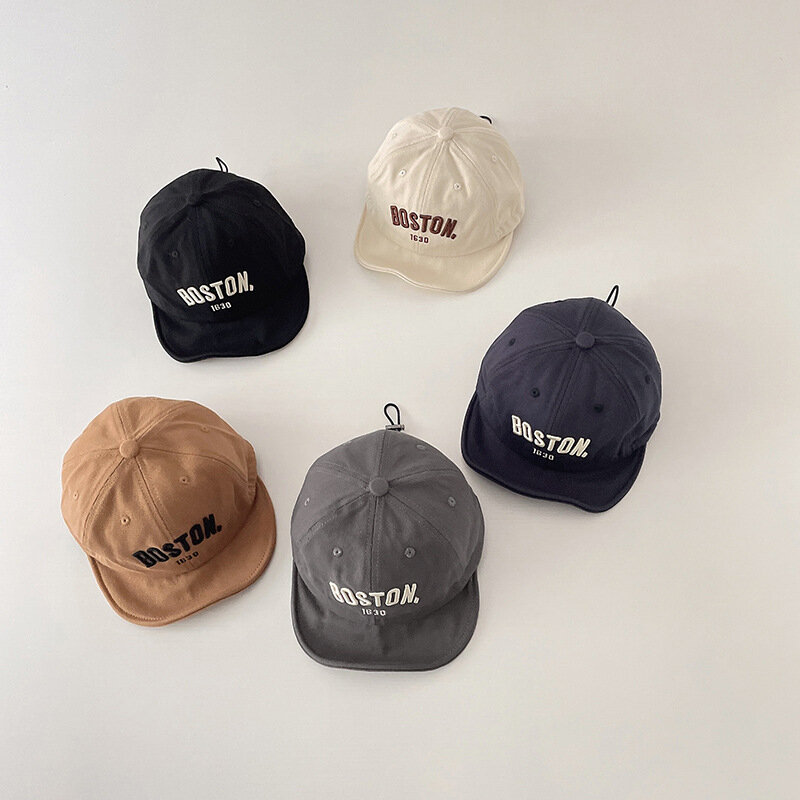 男の子と女の子のためのヴィンテージのソフトショートキャップ,カジュアルな文字,シンプルな夏の帽子,多用途の広い綿の屋外帽子