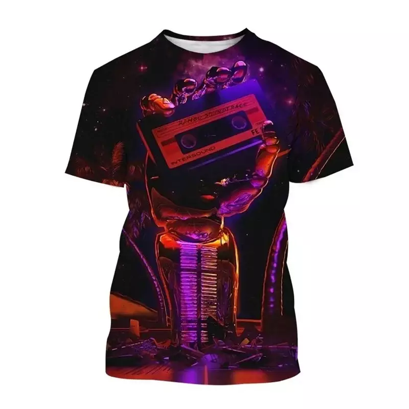 Футболки в стиле хип-хоп с рисунком музыкальной ленты, винтажная женская футболка с 3D рисунком, Мужская одежда, уличная одежда, Y2k футболки, женские топы