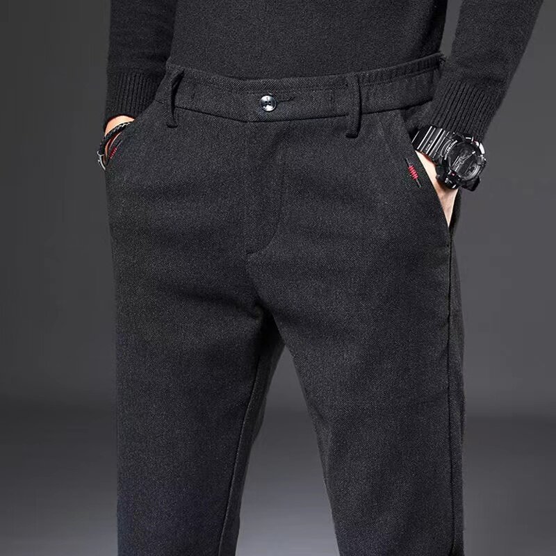 Брюки мужские повседневные однотонные, удобные дышащие облегающие деловые штаны, Модные Смарт-штаны