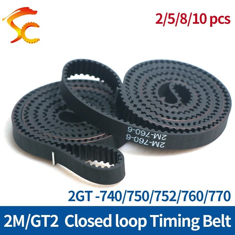 3D printers 2GT/2M Timing Belt Length 740/750/752/760/770mm Width 6/9/10/15mm Closed Loop Synchronous Belts