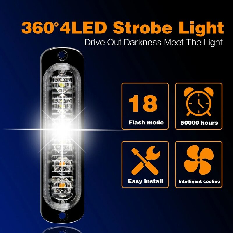 Luz Led estroboscópica de advertencia para coche y camión, barra de luz intermitente de 12V y 24V, lámpara de tráfico ámbar, 1 piezas
