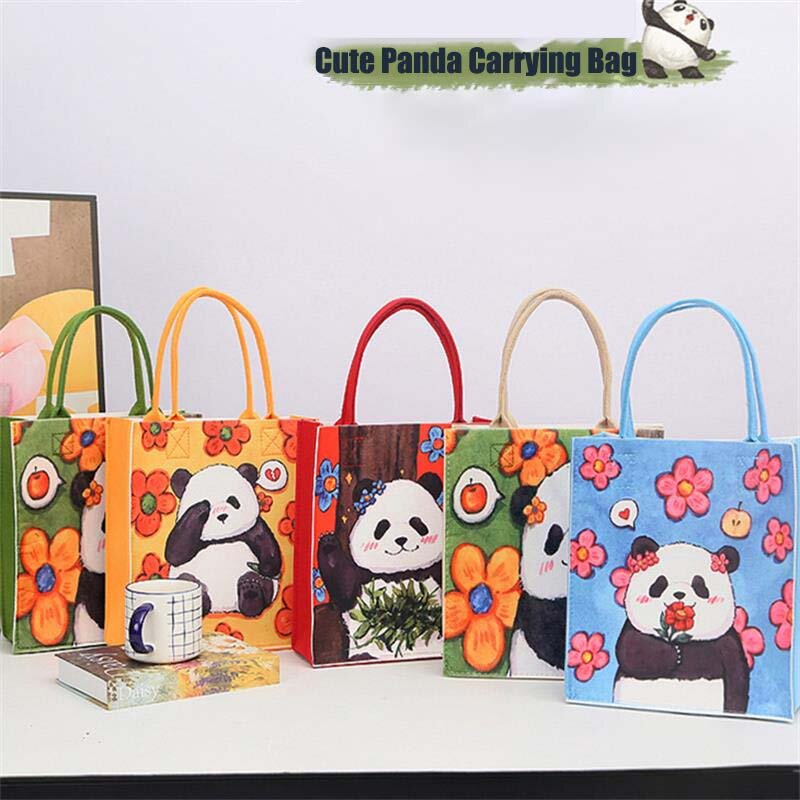Handtas Met Panda-Thema Cartoon En Anime-Boodschappentas Met Grote Capaciteit Chinese Panda-Handtas Voor Woon-Werkverkeer Draagtas Voor Dames Portemonnee