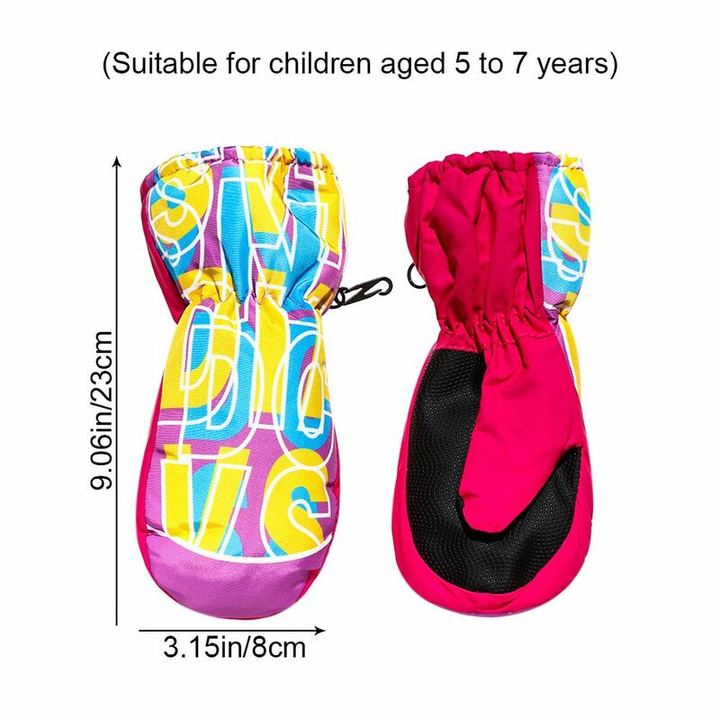 Fashion Windproof Cartoon Non-slip Waterproof Sports Mittens Kids Ski Gloves Thick Warm