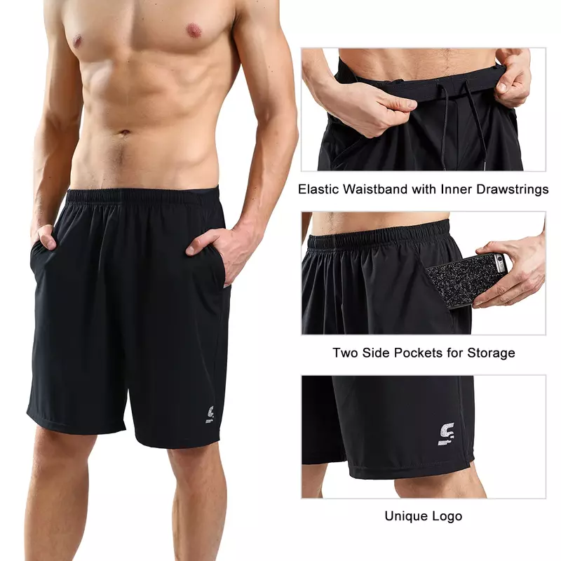 Pantalones cortos deportivos de secado rápido para hombre, pantalón de chándal informal con bolsillos, para gimnasio y correr