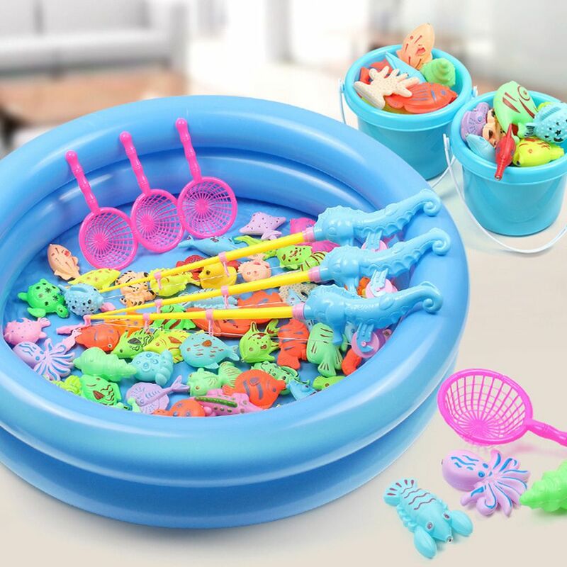 Pool Baby Spielen eltern-kind-interaktive Spiel Wasser Bad Spielzeug Magnetischen Angeln Angeln Spielzeug Set 3D Fisch Stange Net