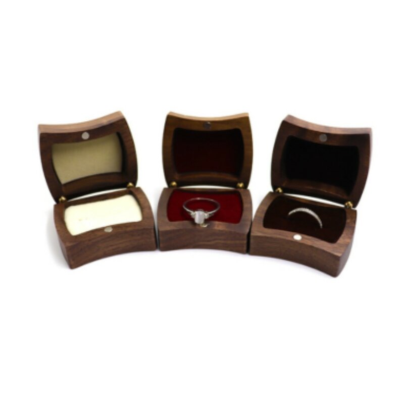 Wooden Jewelry Box for Wedding Proposal Engagement Ring Earrings Gift Storage Luxury Portable Magnetic Jewelry Organizer Box