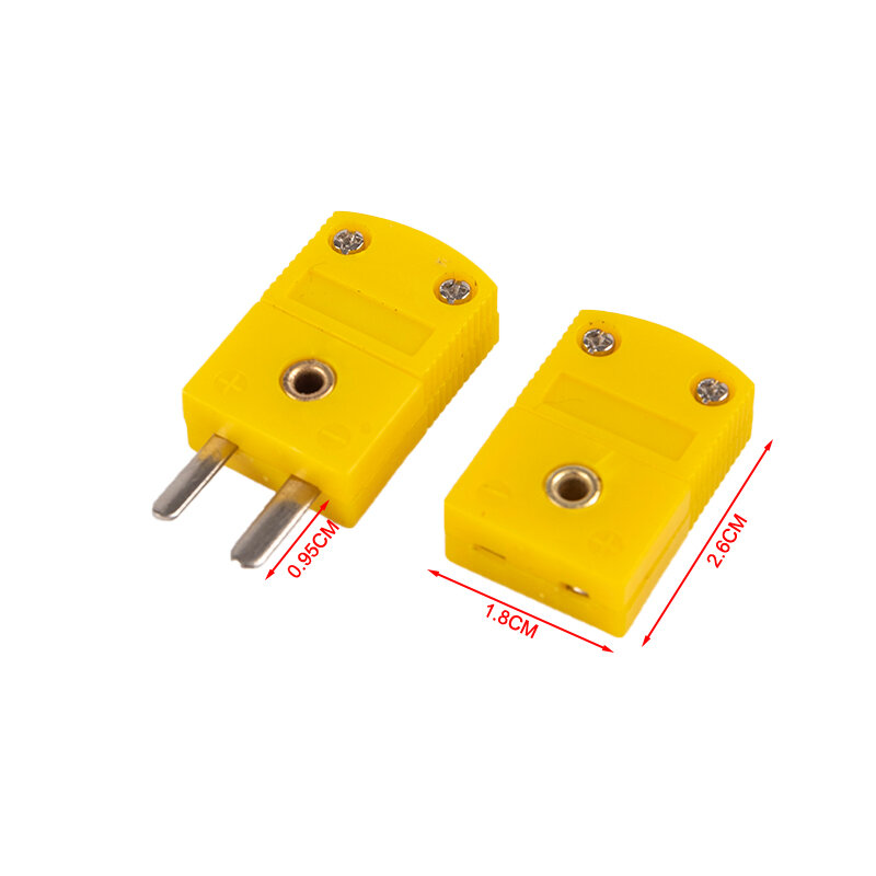 Conector mini macho e fêmea, segurança se encaixe todos os controladores de temperatura, sensor de temperatura amarelo, tipo K, 5pcs, novo
