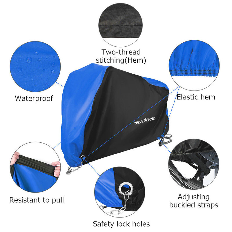 Design azul preto à prova dwaterproof água da motocicleta cobre motores poeira chuva neve uv protetor capa interior ao ar livre m l xl xxl xxxl d25