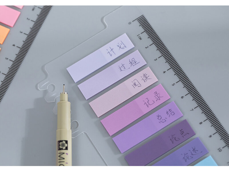 100/200pcs Morandi Color School Paste Notebook Pet Memo Student Notepad Stickers Stationery School Supplies Simple Tear Memo Tag