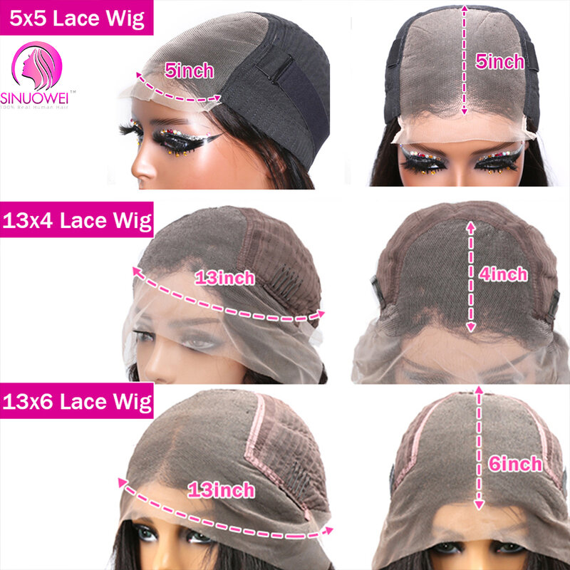 Perruque Lace Closure Wig Body Wave Naturelle, Cheveux Humains, 5x5, 13x4, 30 32 Amaran Transparent, Densité 220%, pour Femme