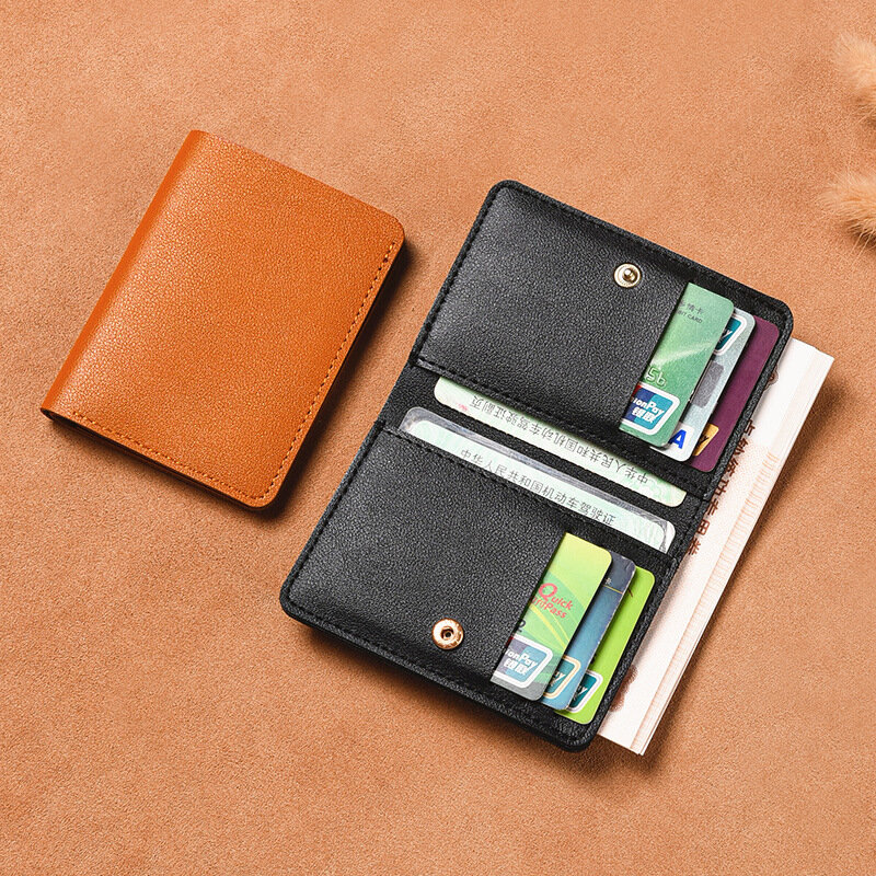 Super cienki miękki portfel 100% spódnica Mini ze skóry naturalnej portfel na karty kredytowe torebka etui na karty portfel męski cienka mała