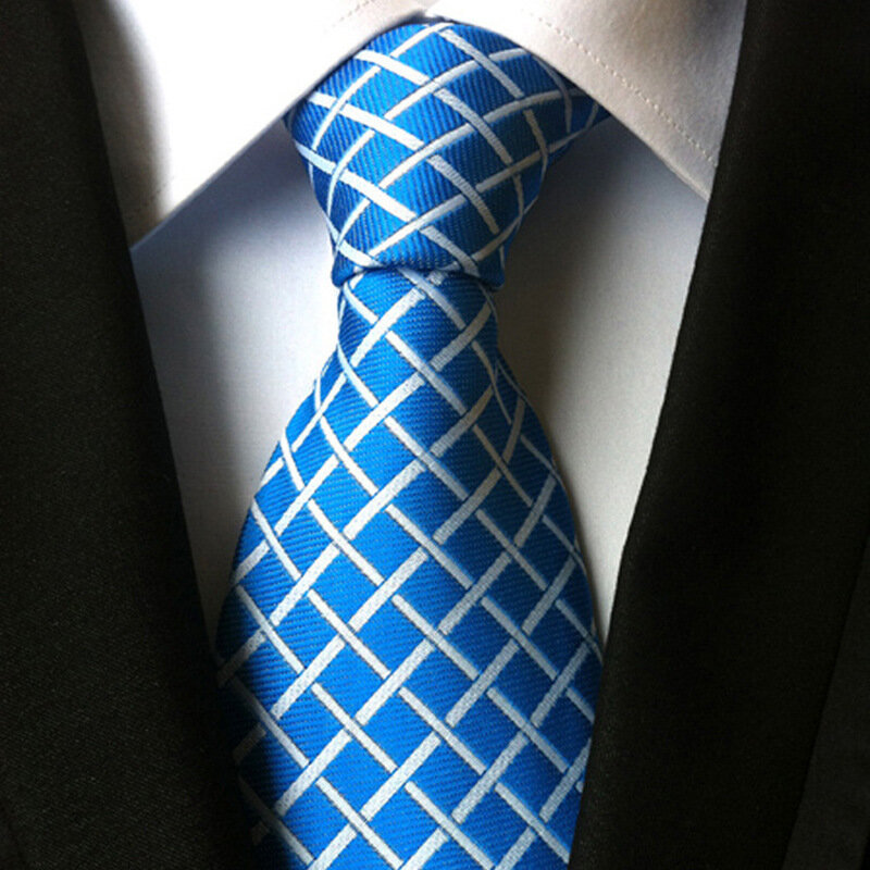 New 8 Cm Mens Ties Plaid Tie uomo Business Wedding Party Jacquard Woven Silk Necktie accessori da uomo