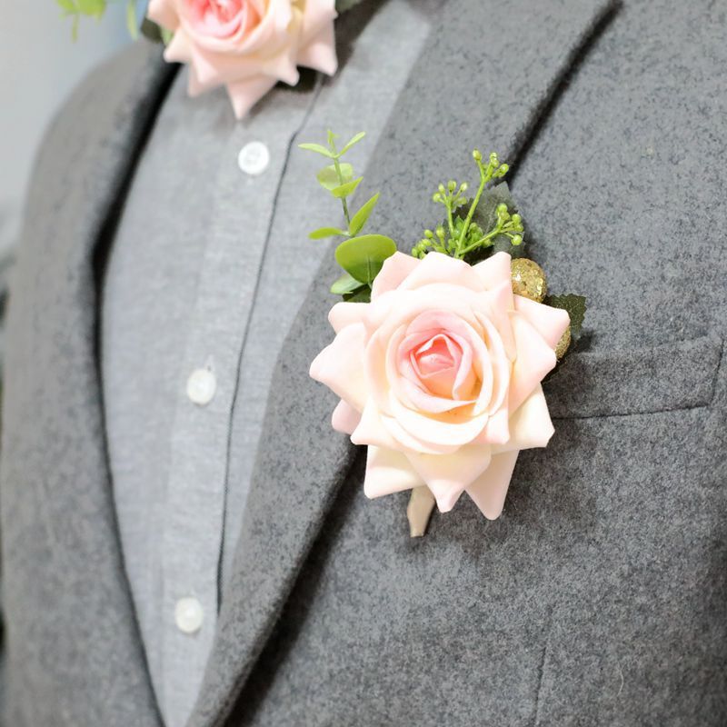 Pulso corsage casamento pulseira para dama de honra borgonha seda pulso corsage dama de honra irmãs mão flores masculino boutonniere decoração