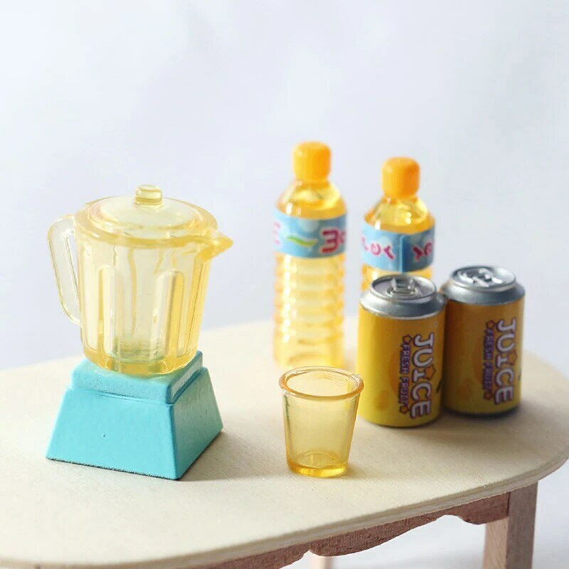 6Pcs/Set 1/12 Dollhouse Miniature Accessories Kitchen Mini Juicer Beverage Model