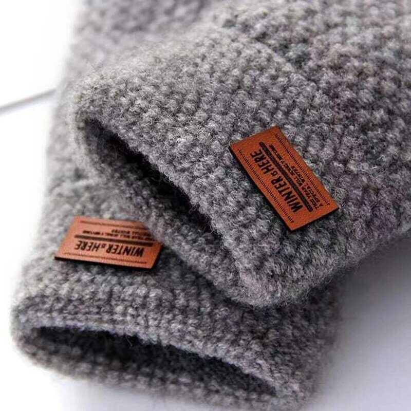 Gants unisexes en laine chaude sans doigts flexibles pour hommes, mitaines à demi-doigt, document solide, extérieur, écran tactile non chaud, hiver