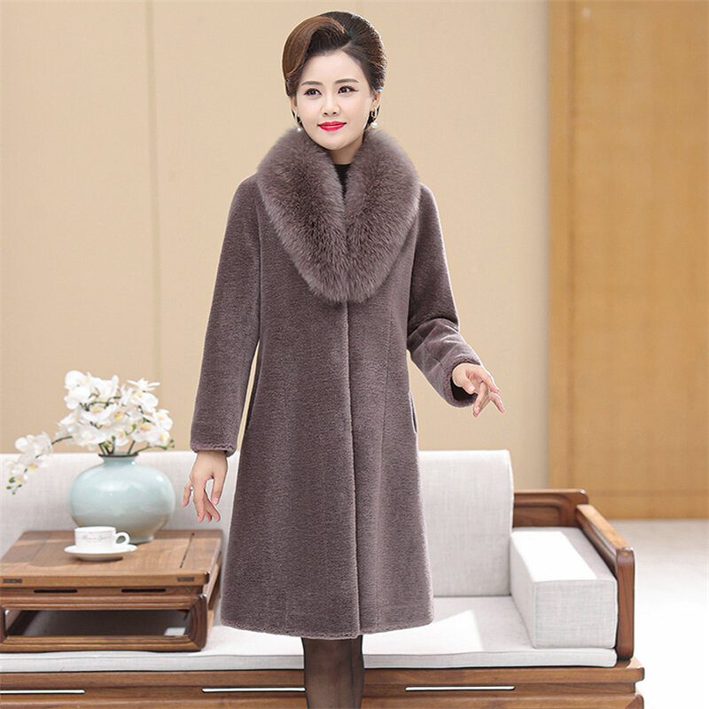 Aorice ผู้หญิงฤดูหนาวหรูหราของแท้ขนสัตว์ Coat ฤดูหนาว Warm Lady Real Fox Collar กว่าขนาด Parka Trench CT197
