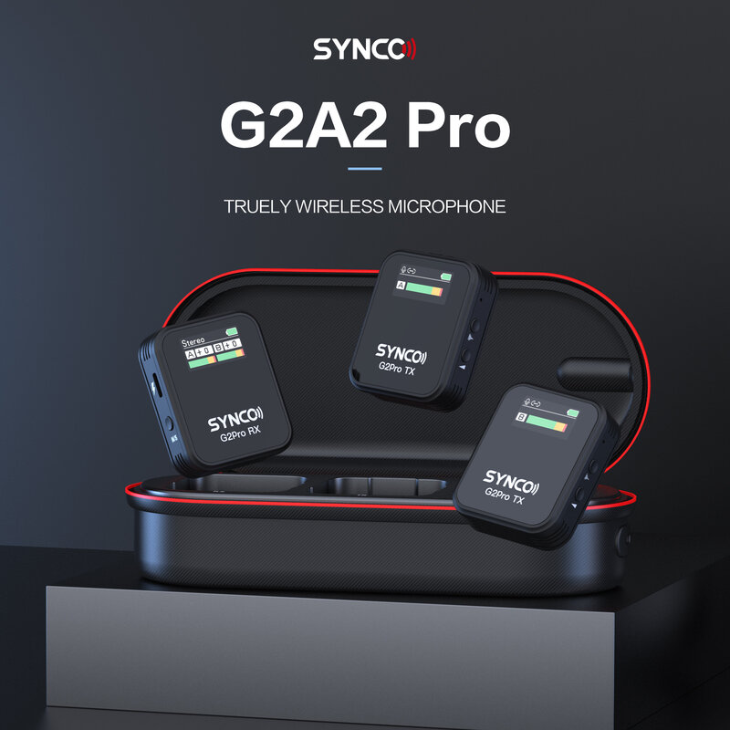 Synco-G2 A2 برو ميكروفون لاسلكي Lavalier ، كاميرا الهاتف الذكي ، تسجيل الدخول الجري ، يوتيوب ، Go II Mic ، 2.4G ، يوتيوب