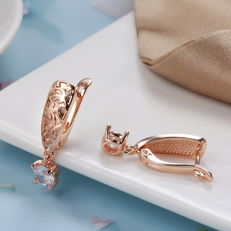 Syoujyo natürliche Zirkon Wasser tropfen Ohrringe für Frauen Vintage Design Roségold Farbe Luxus schmuck