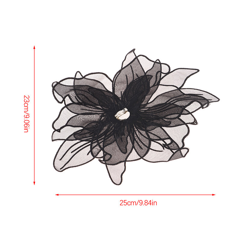 Multi-layer White Black Lace Beads Organza Flower Sew On Patch For Wedding Evening Dress Decoration Applique