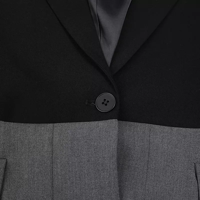 Czarny Grey damski garnitur zestaw spodni 2-częściowy blezer + spodnie formalne biuro biuro damskie odzież do pracy kurtka płaszcz jednorzędowy