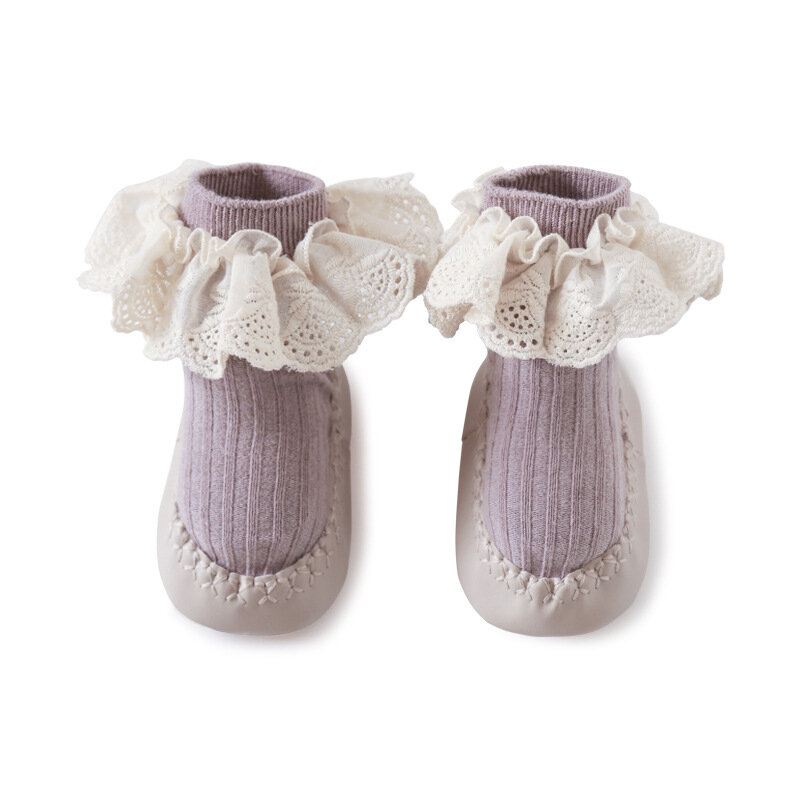 Baby Floor Shoes and Socks Soft Soled Cool Off Tube Cotton Lace Cute Princess Baby Toddler Sock Shoes