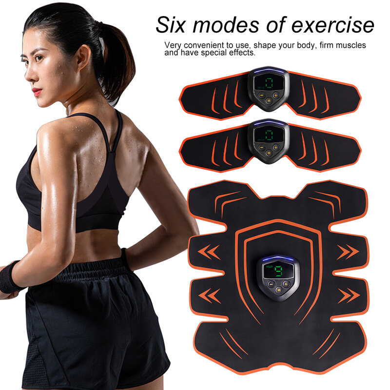 Estimulador do músculo abdominal unisex, carregamento sem fio, corpo muscular, ABS Fitness Trainer, engrenagem abdominal, perda de peso adesivos