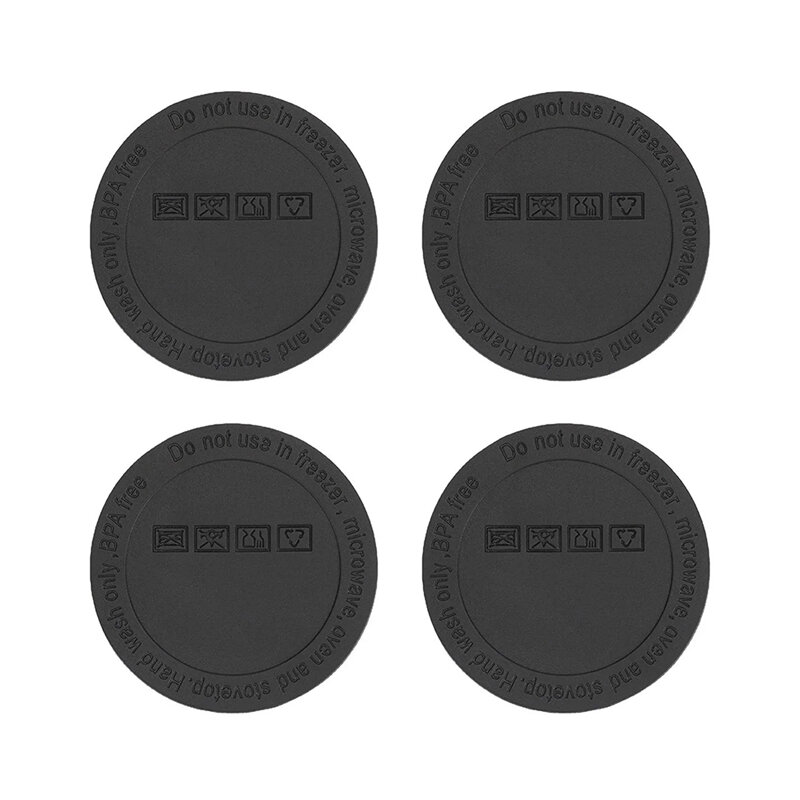 4Pcs Round Black Rubber Coaster Pad Self Adhesive Cup Bottom Stickers Non-slip Anti-scald Tumbler Cup Protective Pads