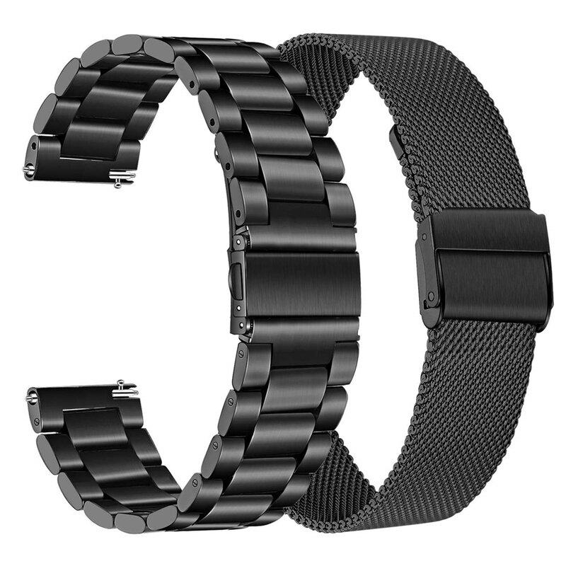 Conjuntos de pulseiras para relógio, pulseiras de malha de aço inoxidável, para samsung galaxy watch 46mm/gear s3 22mm 20mm e active 2 40mm 44mm
