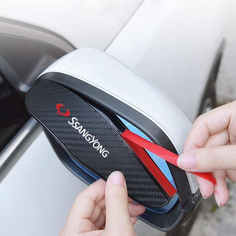2pcs Carbon fiber Car Rearview Mirror Rain Eyebrow Sticker For Ssangyong Kyron Rexton Korando Actyon Carbon Fiber Accessories