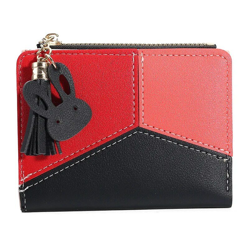 Bolsa de embreagem com zíper dobrável feminina, porta-moedas portátil senhora, porta-cartões múltiplos, carteira pequena, na moda