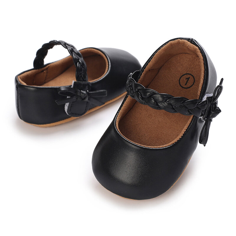 Chaussures d'été en cuir PU pour bébés filles, chaussures à nœuds solides, semelle souple, plates, pour tout-petits