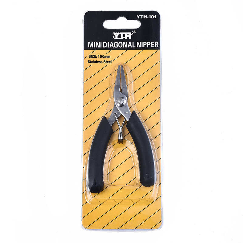 1pcs Black Stainless Steel Mini Flat Nipper Pliers Flush Cutter with PVC Handle Ferronickel Jewelry Making Tools 10x5.5x1cm
