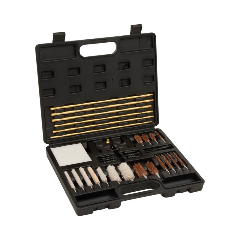 Krome Universal Rifle Gun Cleaning Kit, 37-Pieces, 0.22 Cal and up, Black, Plastic Case, 70562