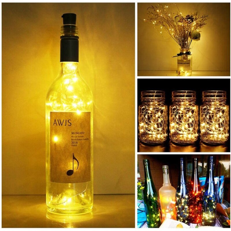 PaaMaa LED Wine Bottle String Lights 1M 2M 3M Copper Wire Fairy Lights Cork Shape Wedding Party Garden Christmas Decor Lamp