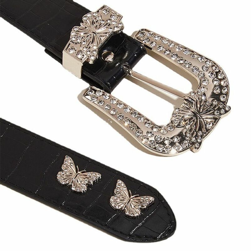 Leather Crystal All-match Butterfly Y2k Style Waist Belts Korean Waistbands Women Waist Belts Men Waist Belts Dress Decoration