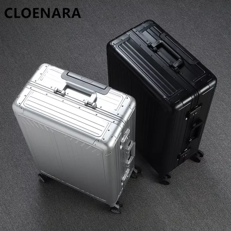 COLENARA New Luggage All Aluminum Magnesium Alloy Trolley Case Men 20 Inches Boarding Box 24 "28 Wheeled Rolling Suitcase