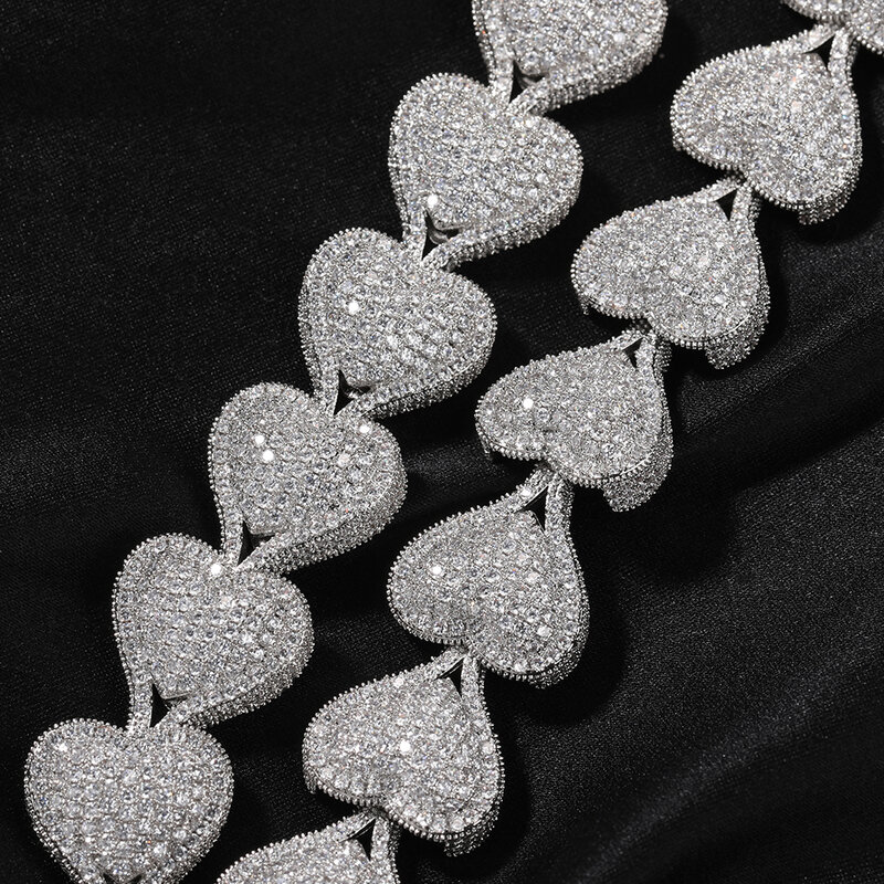 Uwin łańcuszek z sercem naszyjniki dla kobiet Full Pave cyrkonia mrożona moda spersonalizowana Hiphop biżuteria naszyjnik prezenty