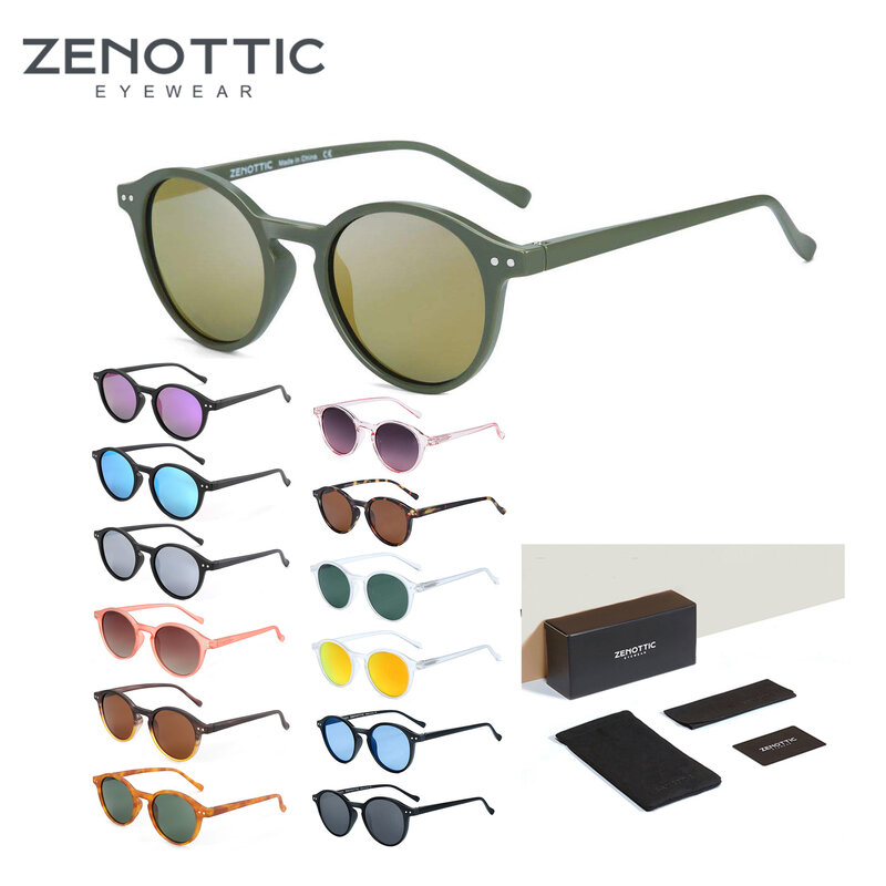 ZENOTTIC 레트로 편광 선글라스 2023 2022, 남녀공용 빈티지 스몰 라운드 프레임 선글라스, 폴라로이드 렌즈, UV400 고글 셰이드