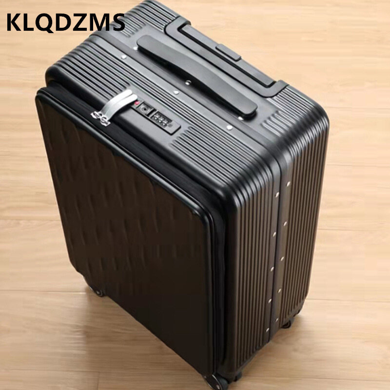 KLQDZMS алюминиевый каркас, переднее открытие, компьютерный чемодан, 20 дюймов, бесшумная коробка с паролем, 24 дюйма, универсальный чехол на колесиках