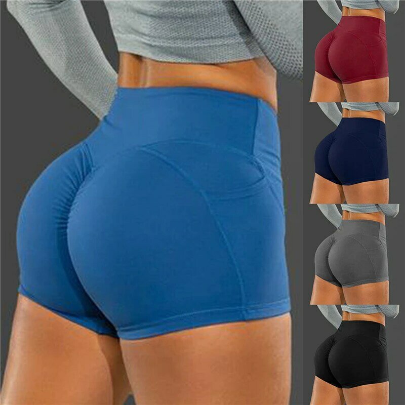 Women 2022 Shorts Fitness Sport High Waist Gym Shorts Running Jogging Hot Short Trousers Solid Color Elastic Waist Ladies Bottom
