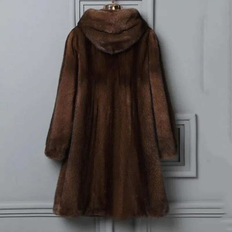 Mantel bulu & bulu imitasi warna polos wanita, mantel bulu wanita mode musim dingin baru 2023, mantel bulu wanita hangat paruh baya temperamen AXHA88