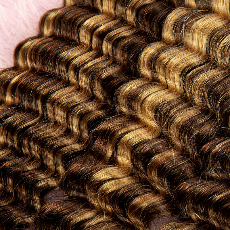 NABI 4/27 Highlight Hair Bundles for Braiding Deep Wave Hair Extension Bulk No Weft Hair Extension for Women Weaving