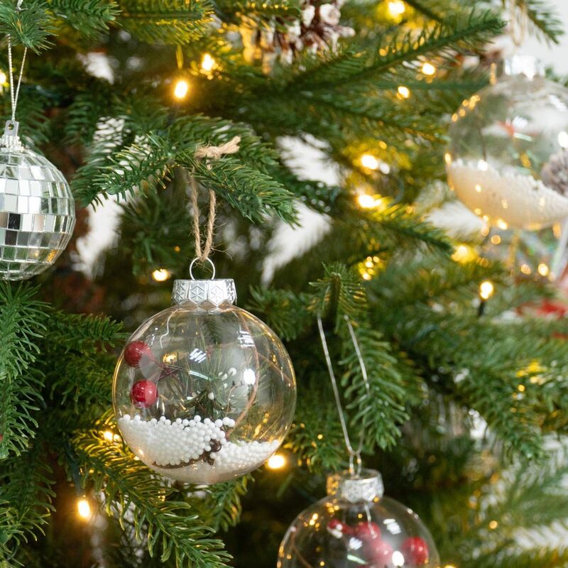 Bolas transparentes rellenables para decoración del hogar, adorno colgante para árbol de Navidad, boda, fiesta de Mas, 6 piezas, 6/8/10cm