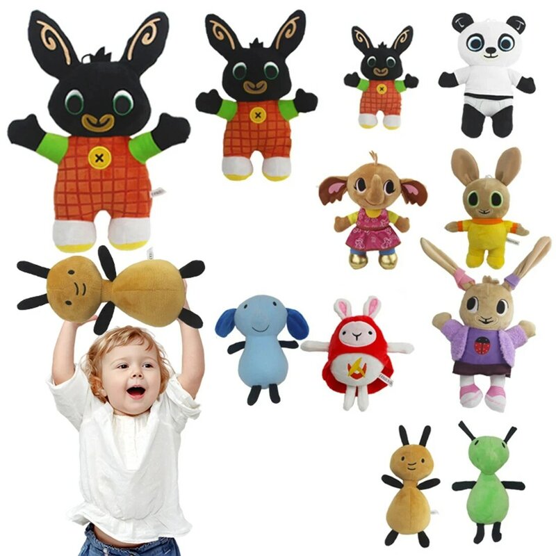 Brinquedo de pelúcia infantil, soldado coelho, elefante, panda, boneca formiga, presente de aniversário, periférico de jogo, 15-35cm