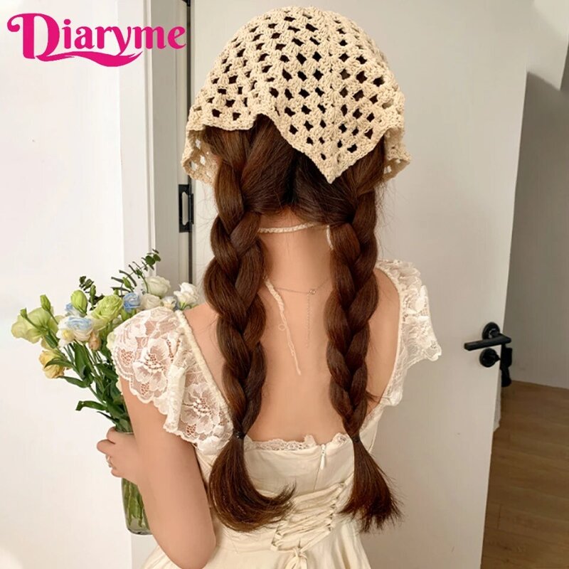Synthetic Long Wavy Wig Women's Hat Hair One Piece Summer Triangle Headband Wig Long Curly Hair Wig Detachable Half Wig Fake Hai