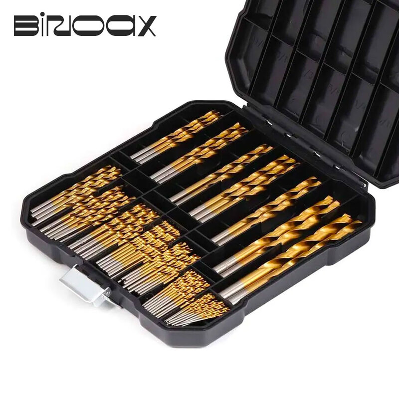 Binoax 99 Pcs Titanium Drill Bit Set for Steel Wood Plastic, Metal Copper Aluminum Alloy with Storage Case