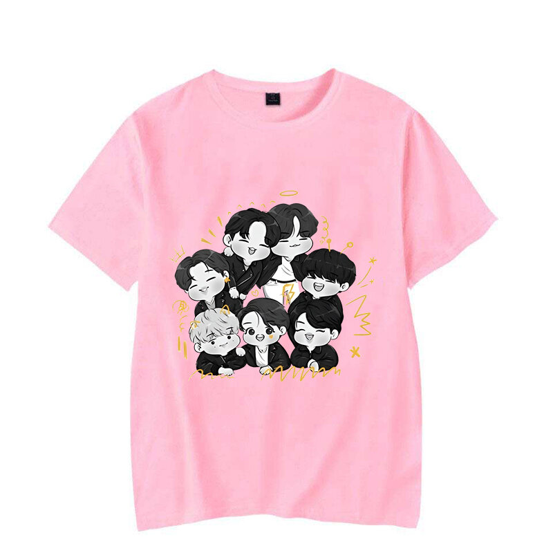 Nowe t-shirty z nadrukiem Kpop Cartoon moda Y2k kobiety letnia koszulka koszula Femme koszule z okrągłym dekoltem koszulka z krótkim rękawem