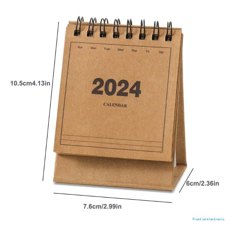 Mini calendrier bureau 2024, références mensuelles 07/2023 à 12/2024, planificateur calendrier bureau debout pour