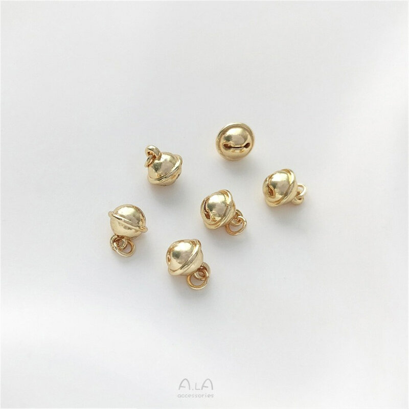 14k ouro pequeno sino pingente, jóias artesanais, DIY pulseira, colar encantos, acessórios, 8mm, K509